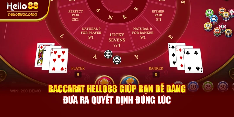 Baccarat Hello88 giúp bạn dễ dàng đưa ra quyết định đúng lúc